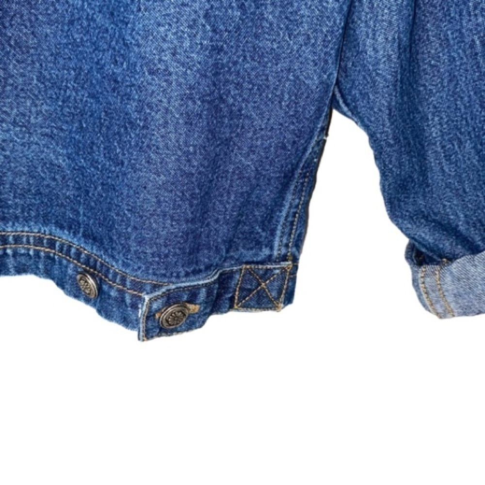 CARRIE ALLEN Denim Jacket Vintage Beaded Suede Long Sleeve Blue/Tan Women Size L - Picture 7 of 14